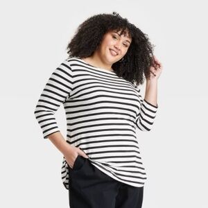 Women's Slim Fit 3/4 Sleeve Boat Neck T-Shirt